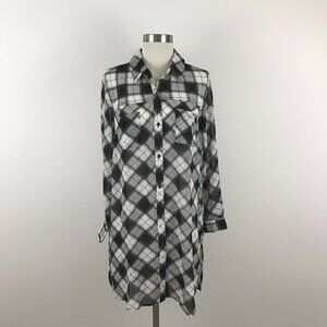 NWT Tribal Black and White Plaid Shirt Dress